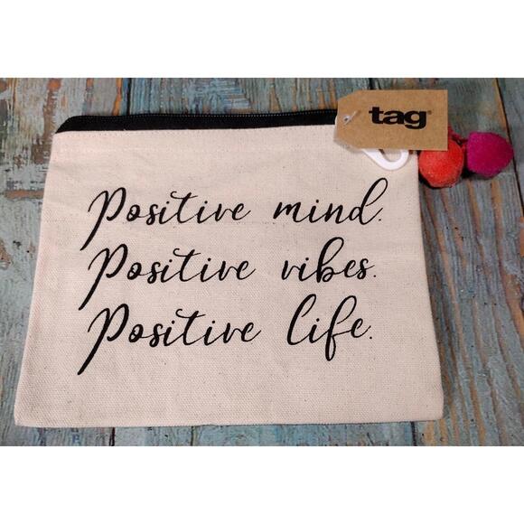 Tag Handbags - Positive Zip Pouch with Pom‎ Pom Accent